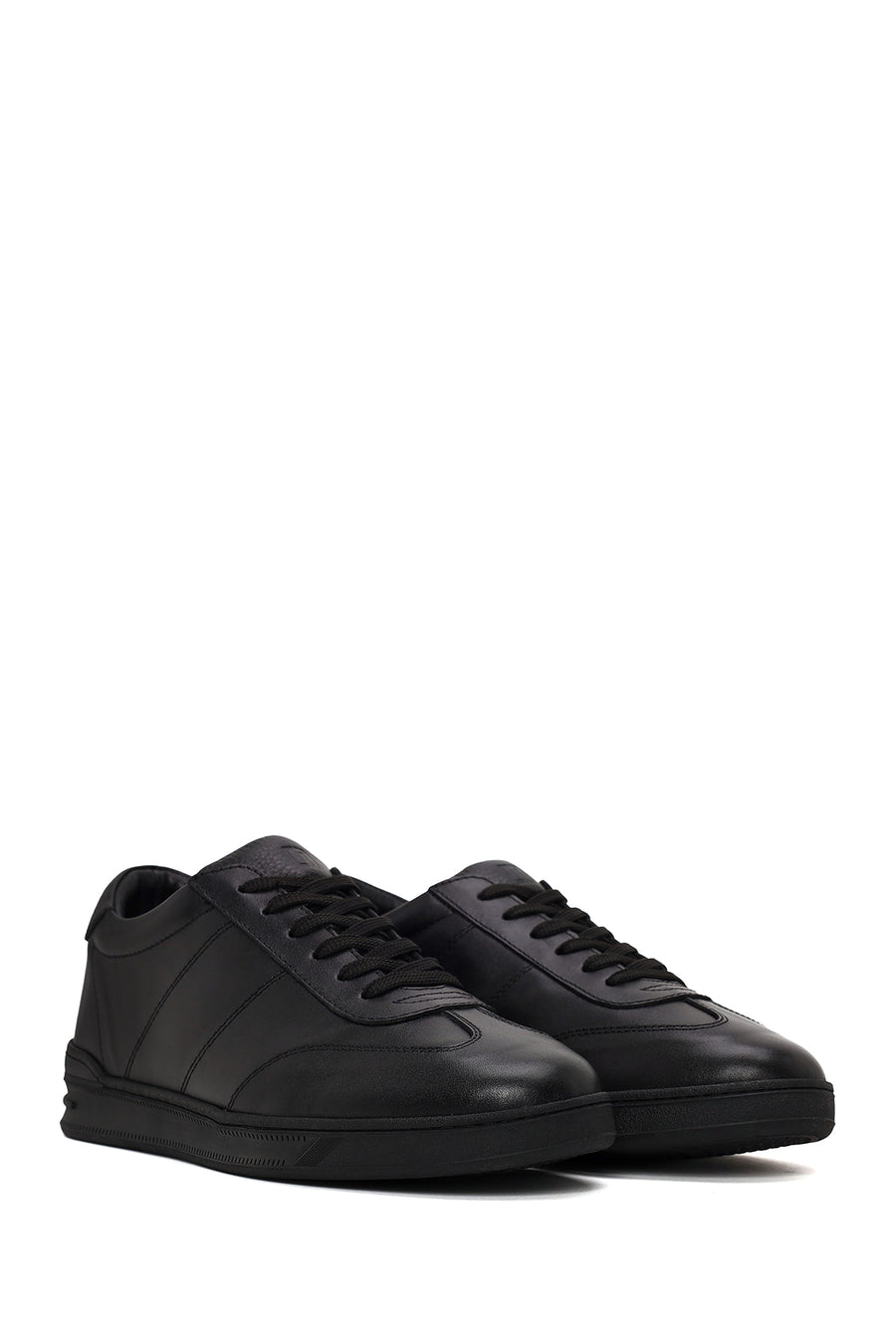 Erkek Siyah Bağcıklı Deri Casual Sneaker
