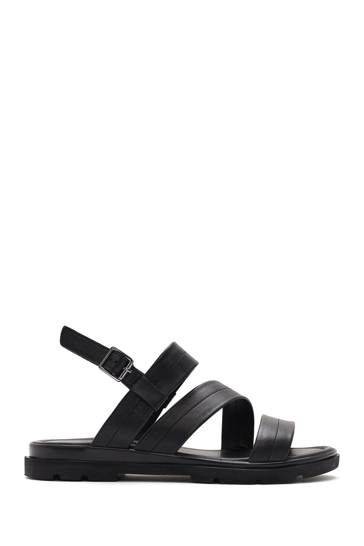 Women's Black Leather Ankle Buckle Sandals 25SFD341718 | Derimod