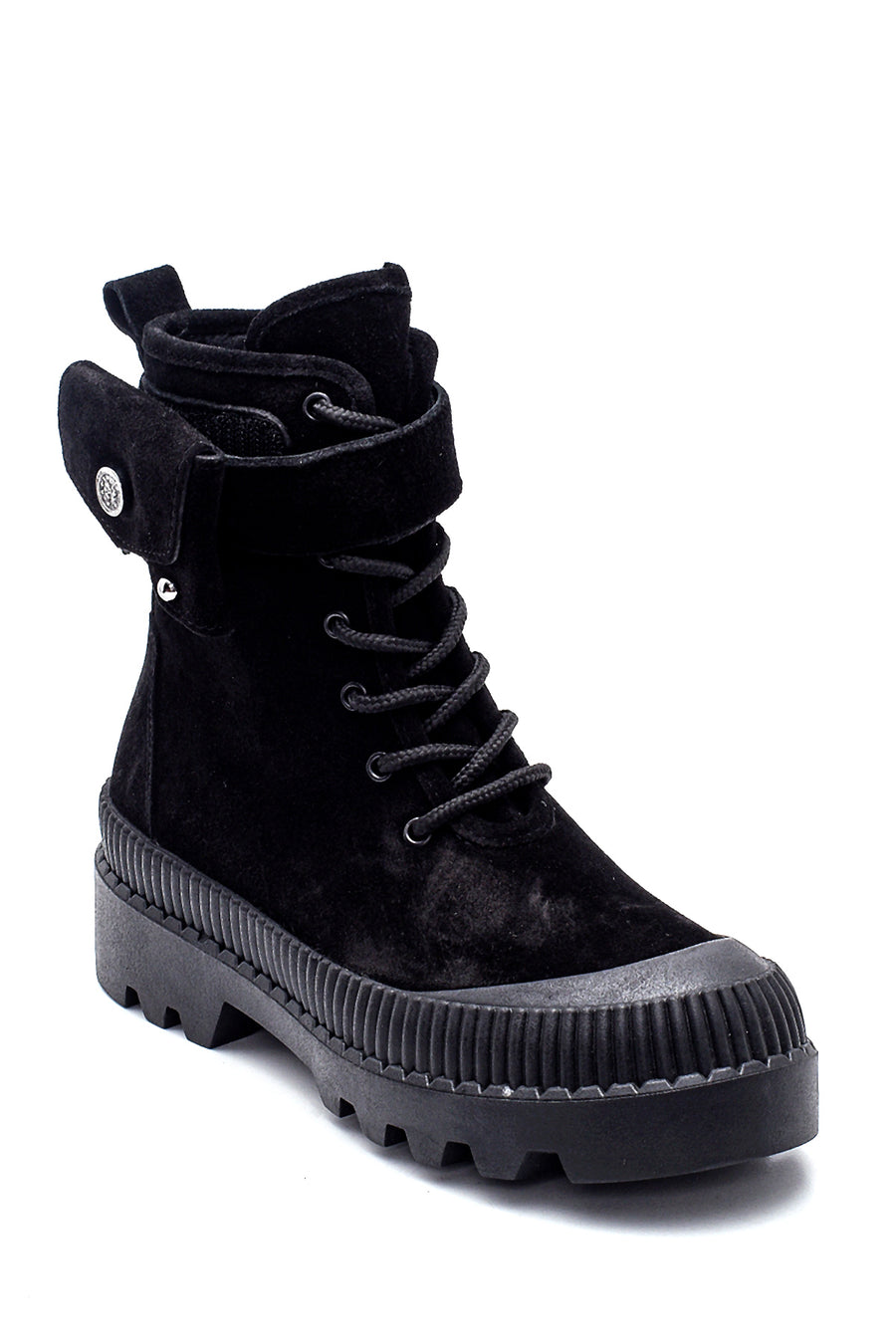 Women's Suede Leather Wallet Detailed Boots