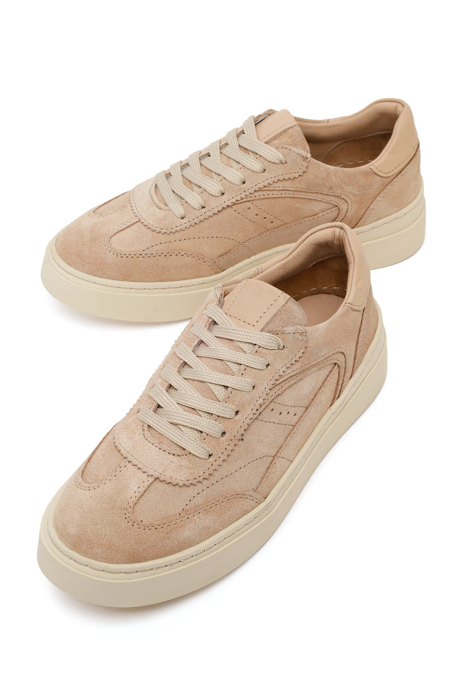 Kadın Bej Bağcıklı Süet Deri Sneaker