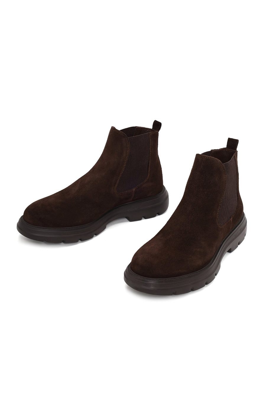 Male Brown Thick-Soled Suede Casual Chelsea Boots