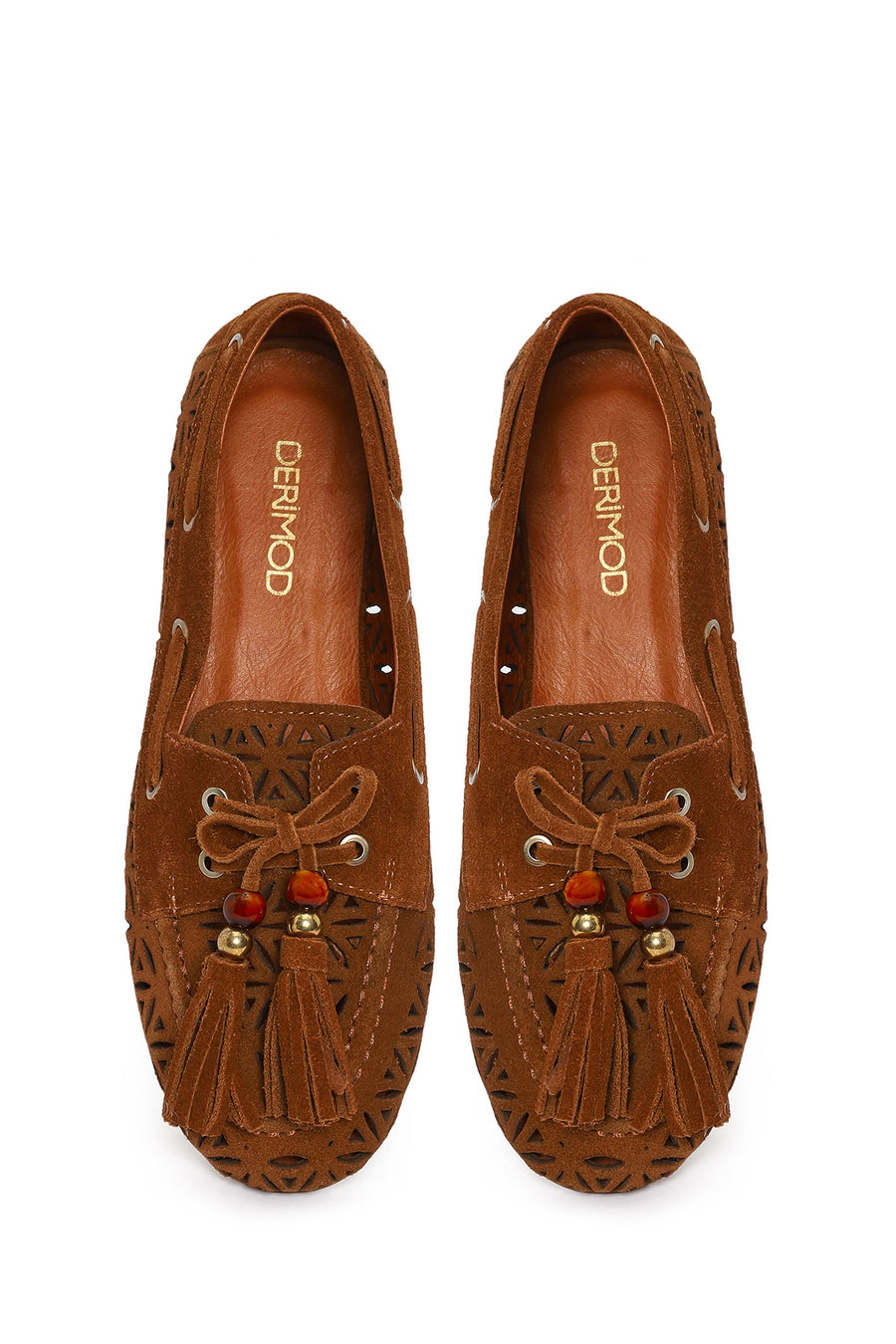 Women's Tan Tassel Suede Leather Loafer