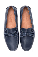 Men's Navy Blue Leather Casual Loafer | Derimod