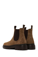 Male Brown Thick-Soled Suede Chelsea Boots | Derimod