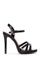 Women's Black Patent Leather Heeled Sandals | Derimod