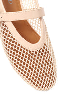 Woman Beige Mesh Ballerine flats | Derimod