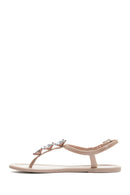 Women's Pink Stone Flip Flops Sandals | Derimod