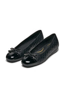 Geox Women's Black Annytah Quilted Patterned Leather Ballerina | Derimod