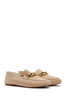 Women's Leather Suede Chain Loafer | Derimod