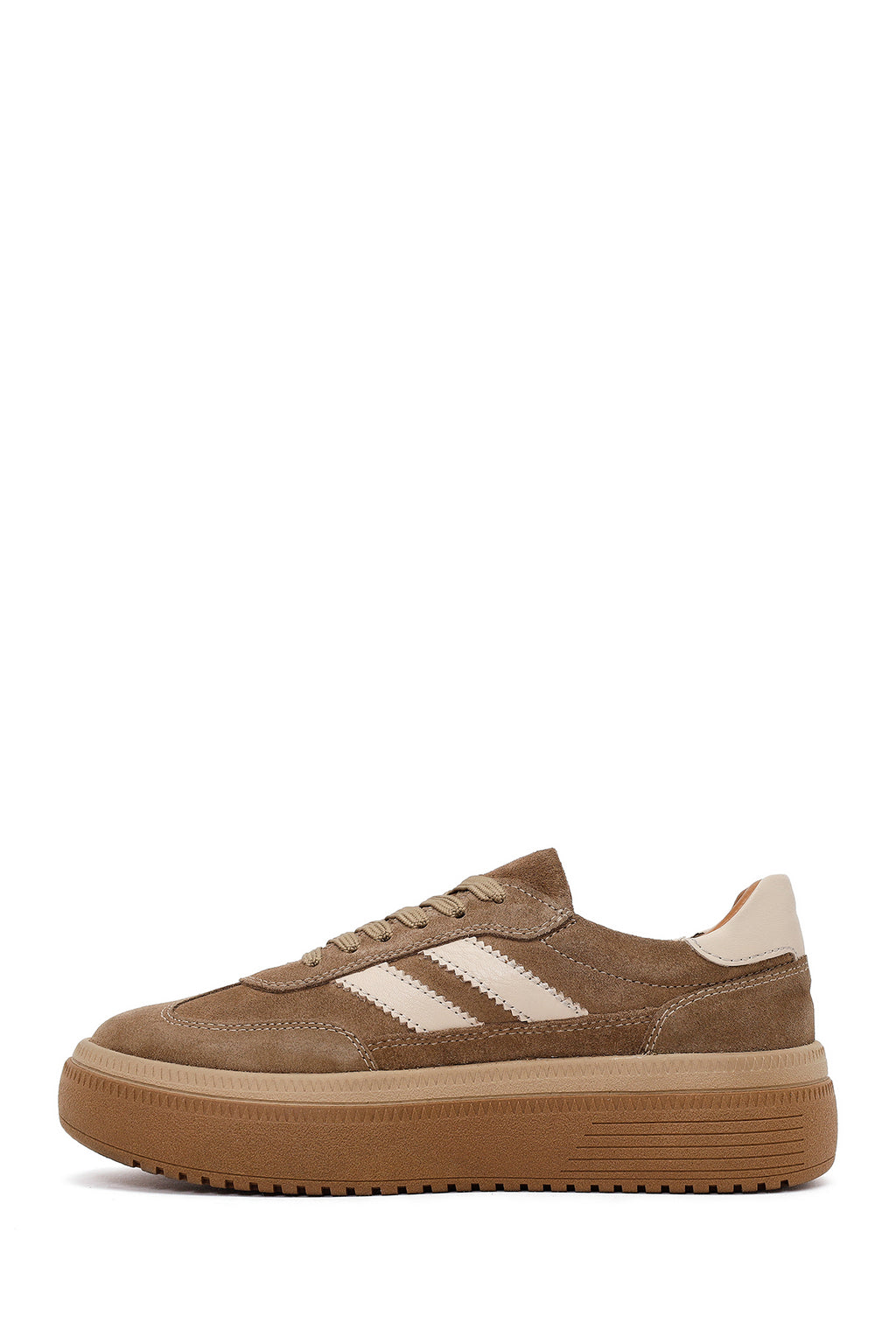 Kadın Taba Bağcıklı Kalın Tabanlı Süet Deri Sneaker