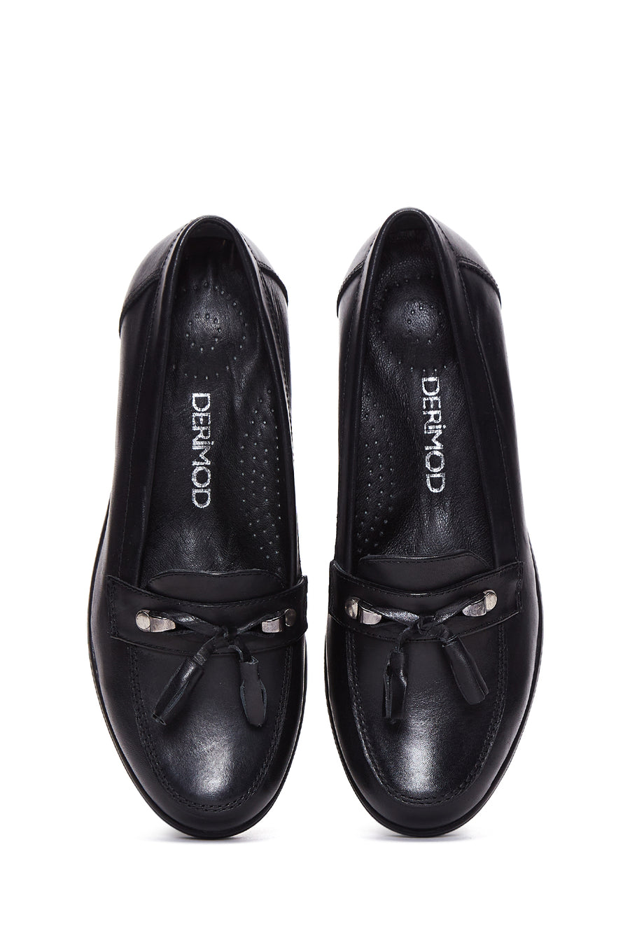 Women's Black Leather Wedge Heeled Loafer