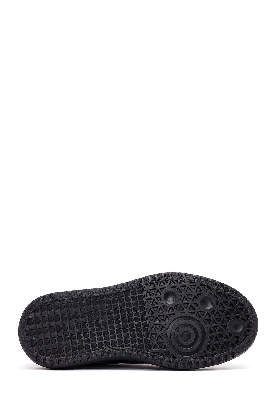 Women's Black Lace-Up Thick-Soled Leather Sneaker