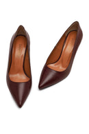 Women's Burgundy Thin Heeled Leather Stiletto | Derimod