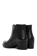 Women's Black Zippered Thick Heeled Leather Boots | Derimod