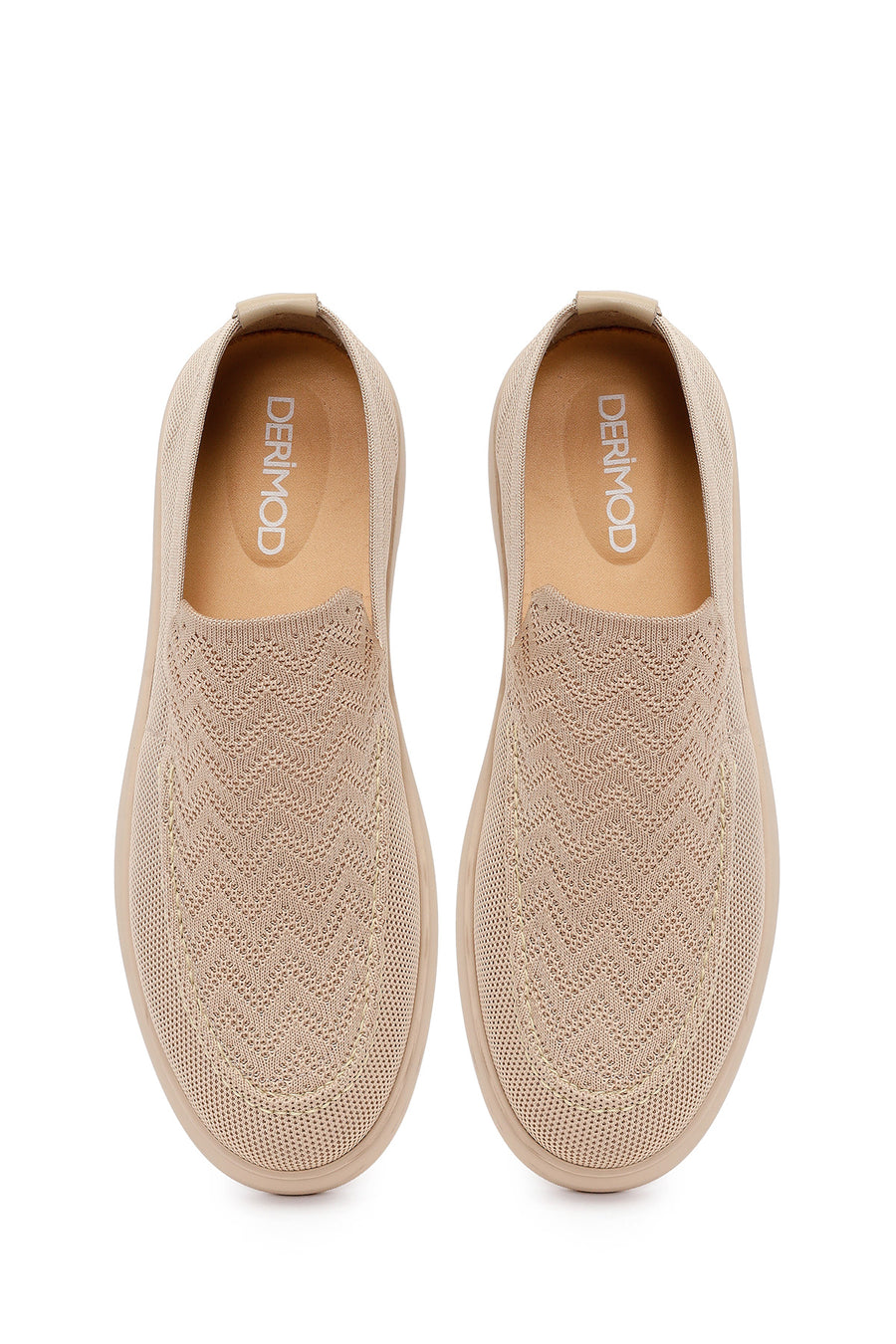 Erkek Bej Desenli Kumaş Loafer