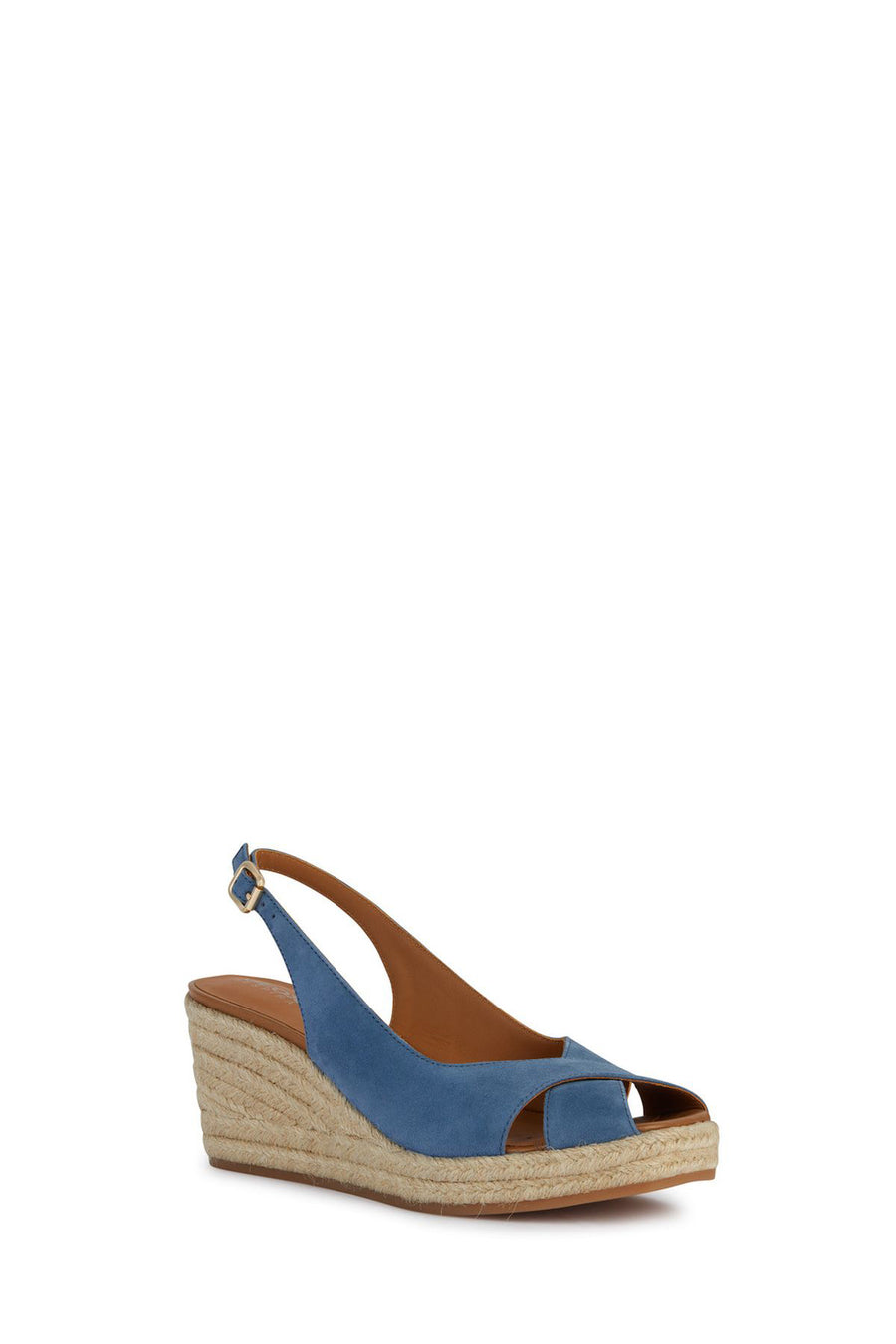 Geox Women's Blue Panarea Wedge Heels Suede Leather Espadrille