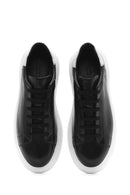 Men's Black Lace-up Thick-Sole Leather Sneaker | Derimod
