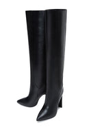 Women's Black Leather Classic Heeled Boots | Derimod