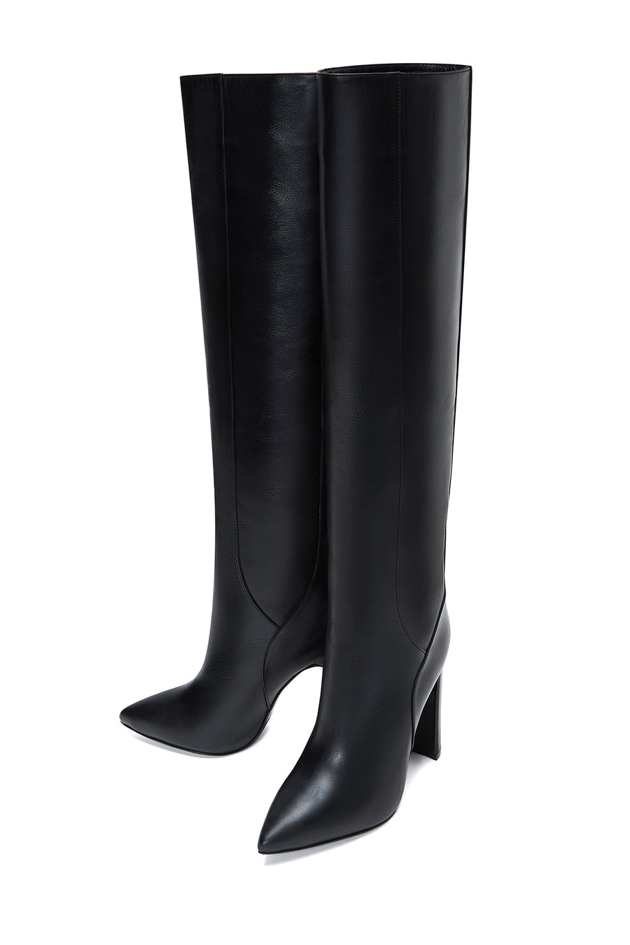 Women's Black Leather Classic Heeled Boots