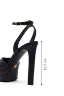 Woman Black Ankle-Strap Buckled Platform High Thick-Heel Leather Sandal | Derimod