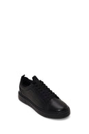 Erkek Siyah Bağcıklı Deri Sneaker | Derimod