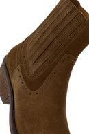 Women's Tan Suede Leather Cowboy Boots | Derimod