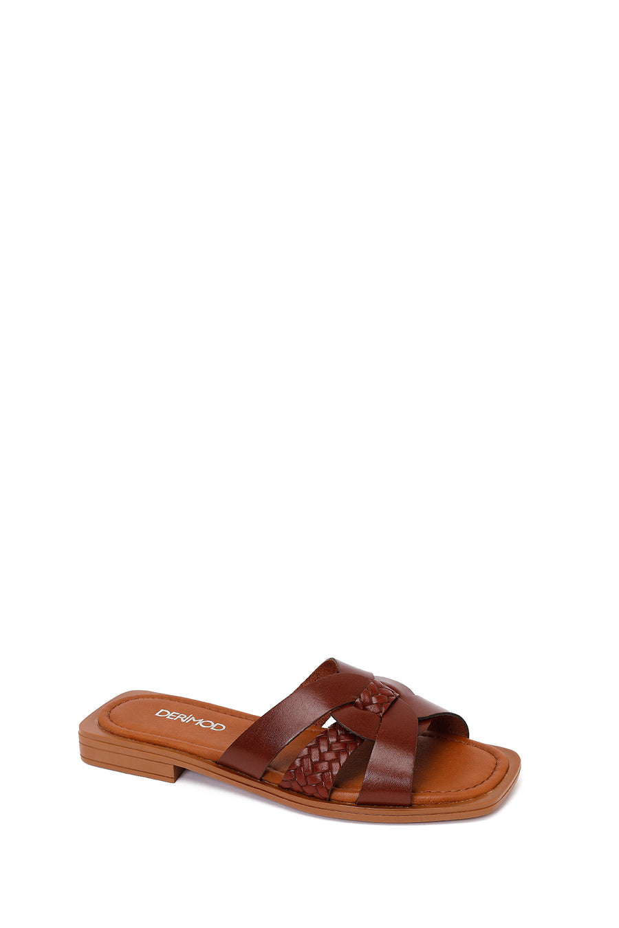 Woman Brown Braided Leather Slipper