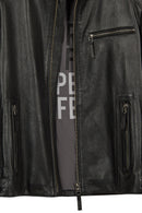 Lavine Male Black Slim-Fit Leather Jacket | Derimod