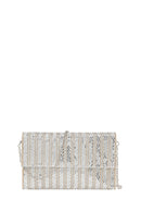 Woman Silver Chain-Strap Stone-Embellished Evening Bag | Derimod