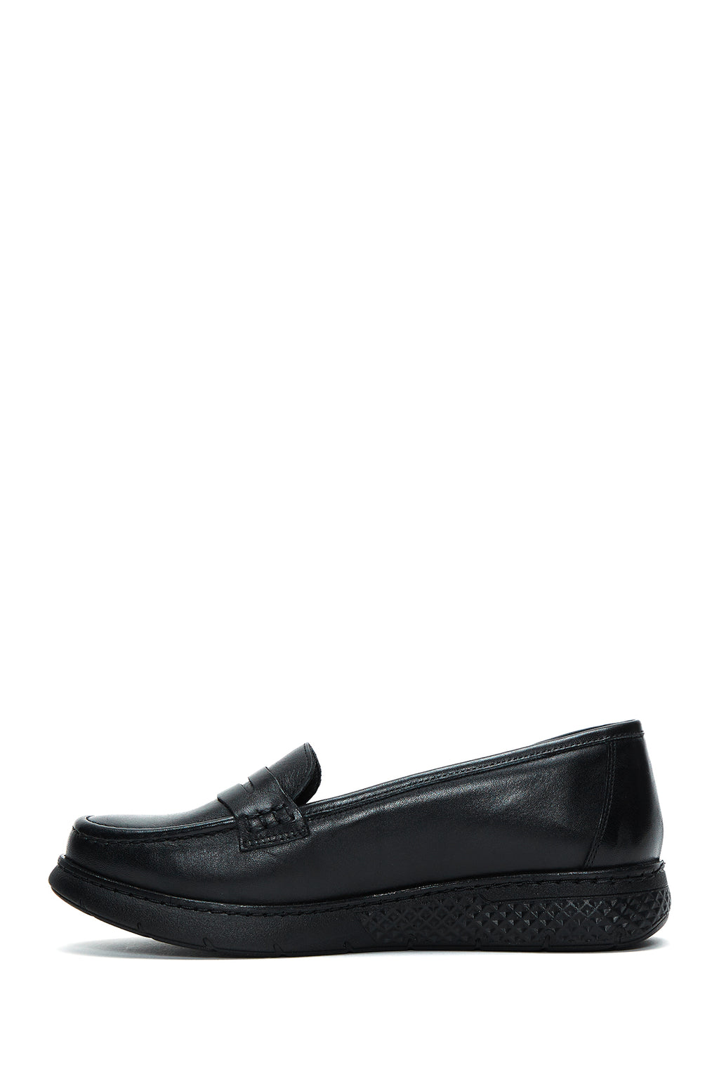 Kadın Siyah Kalın Tabanlı Deri Konfor Loafer