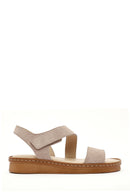 Women's Beige Suede Leather Comfort Sandals | Derimod