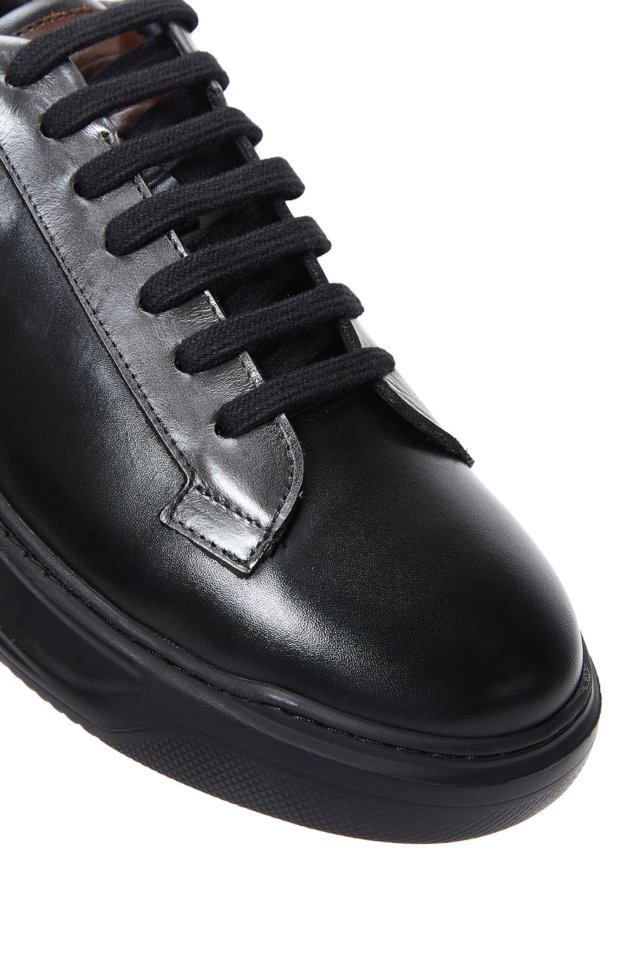 Erkek Siyah Deri Kalın Tabanlı Sneaker