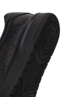 Male Black Lace-up Thick-soled Croc-patterned Leather Sneaker | Derimod