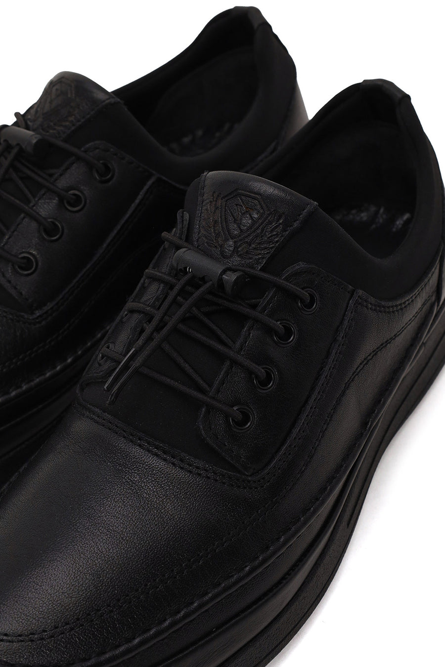 Male Black Lace-Up Leather Casual Shoes