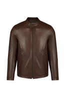 Insignia Male Brown Leather Jacket | Derimod