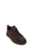 Erkek Kahverengi Bağcıklı Deri Sneaker | Derimod
