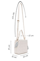 Women's Cream Long Strap Quilted Handbag with Accessory Detail | Derimod
