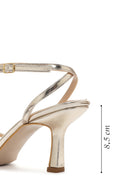 Women's Gold Ankle Buckle Stoned Thin Heel Sandals | Derimod
