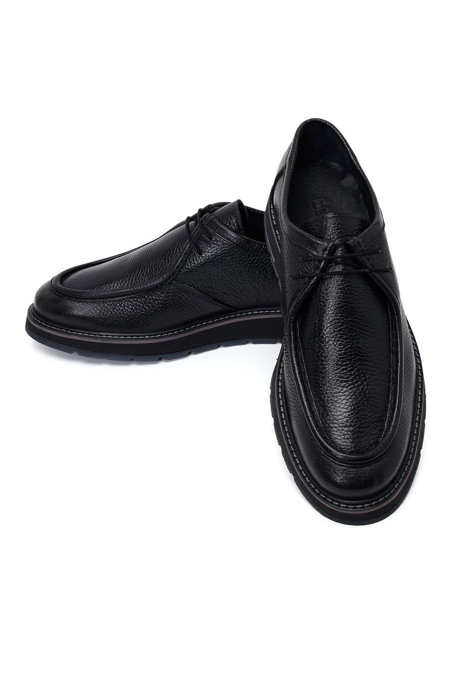 Male Black Lace-Up Leather Casual Shoes