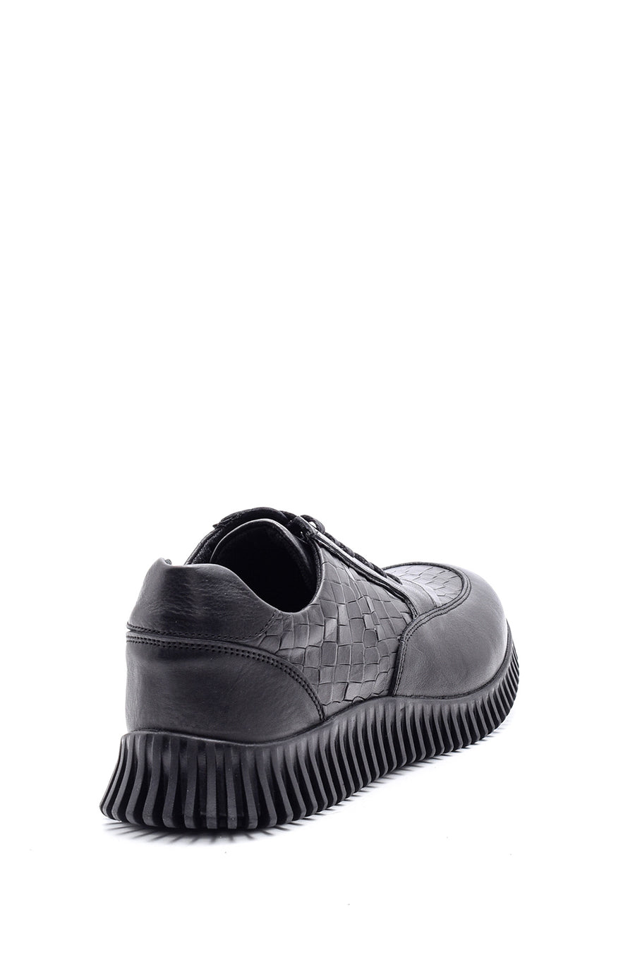 Erkek Kroko Desenli Deri Sneaker