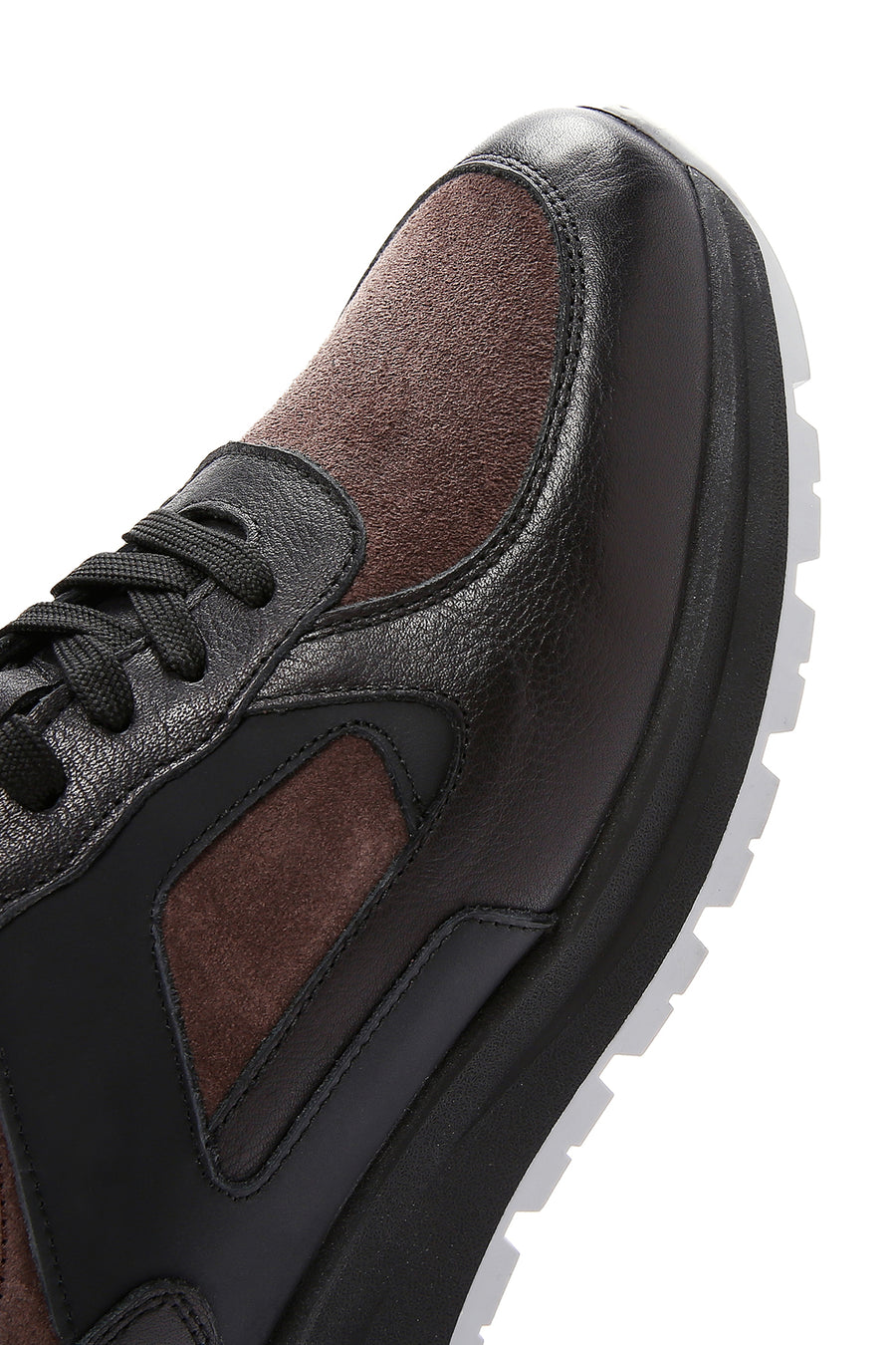 Men's Brown Leather Suede Detailed Thick Soled Sneaker