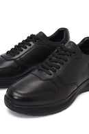 Erkek Siyah Bağcıklı Deri Sneaker | Derimod