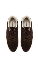 Woman Brown Lace-Up Wedge-Heel Suede Shoe | Derimod