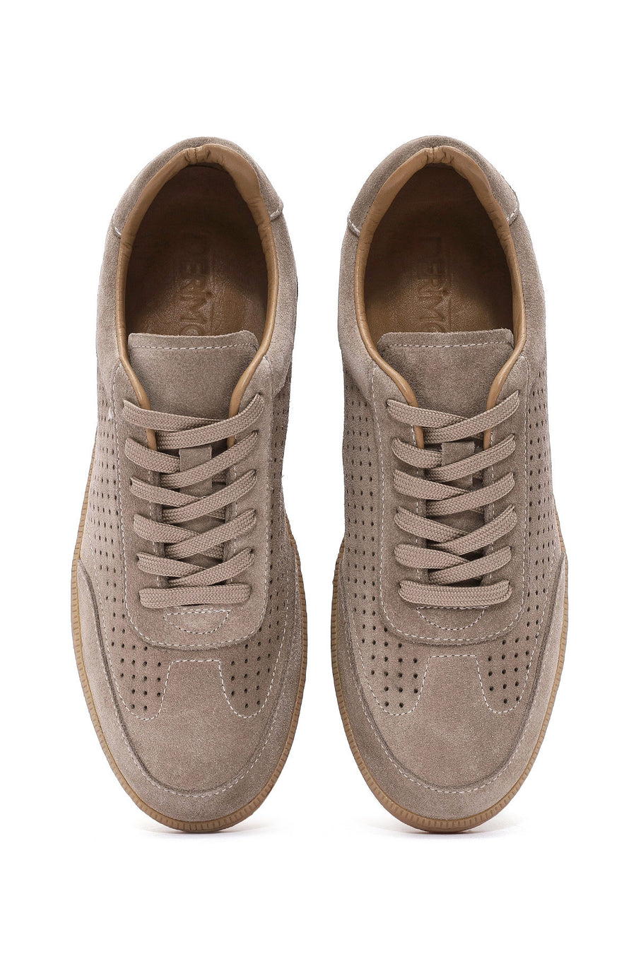 Men's Beige Lace-Up Suede Leather Sneaker