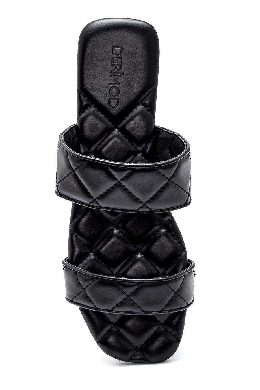 Women's Black Quilted Flat Slippers