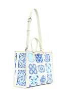 Woman Blue Long Strap Patterned Fabric Shoulder Bag | Derimod