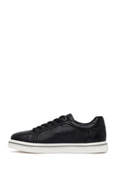 Erkek Siyah Bağcıklı Deri Sneaker | Derimod