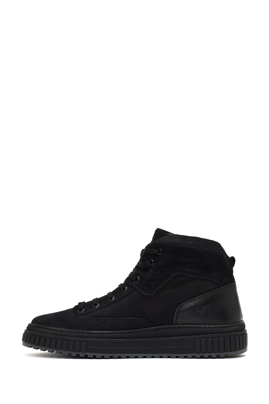 Male Black Lace-Up Thick-Soled Nubuck Leather Sports Boots