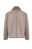 Lozan Men's Beige Fur Collar Teddy Coat | Derimod