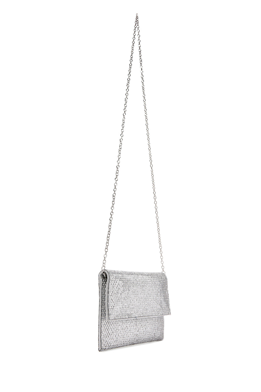 Woman Silver Chain-Strap Embellished Evening Bag